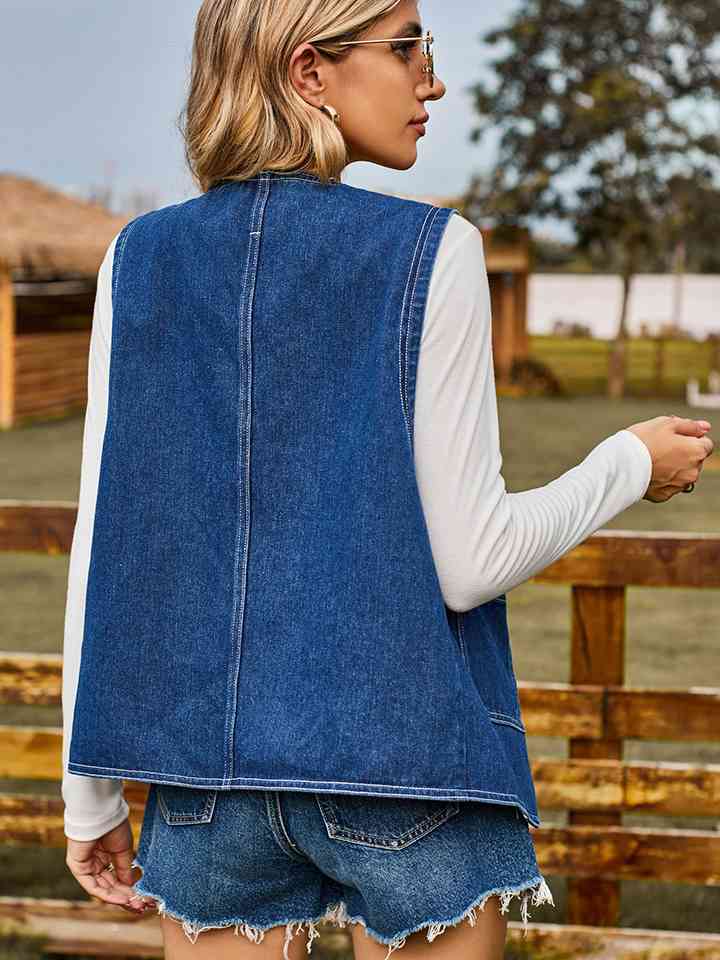 Heart Button Denim Vest