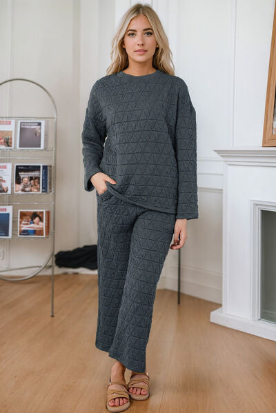 Round Neck Top and Pocketed Pants Lounge Set – GraceActive