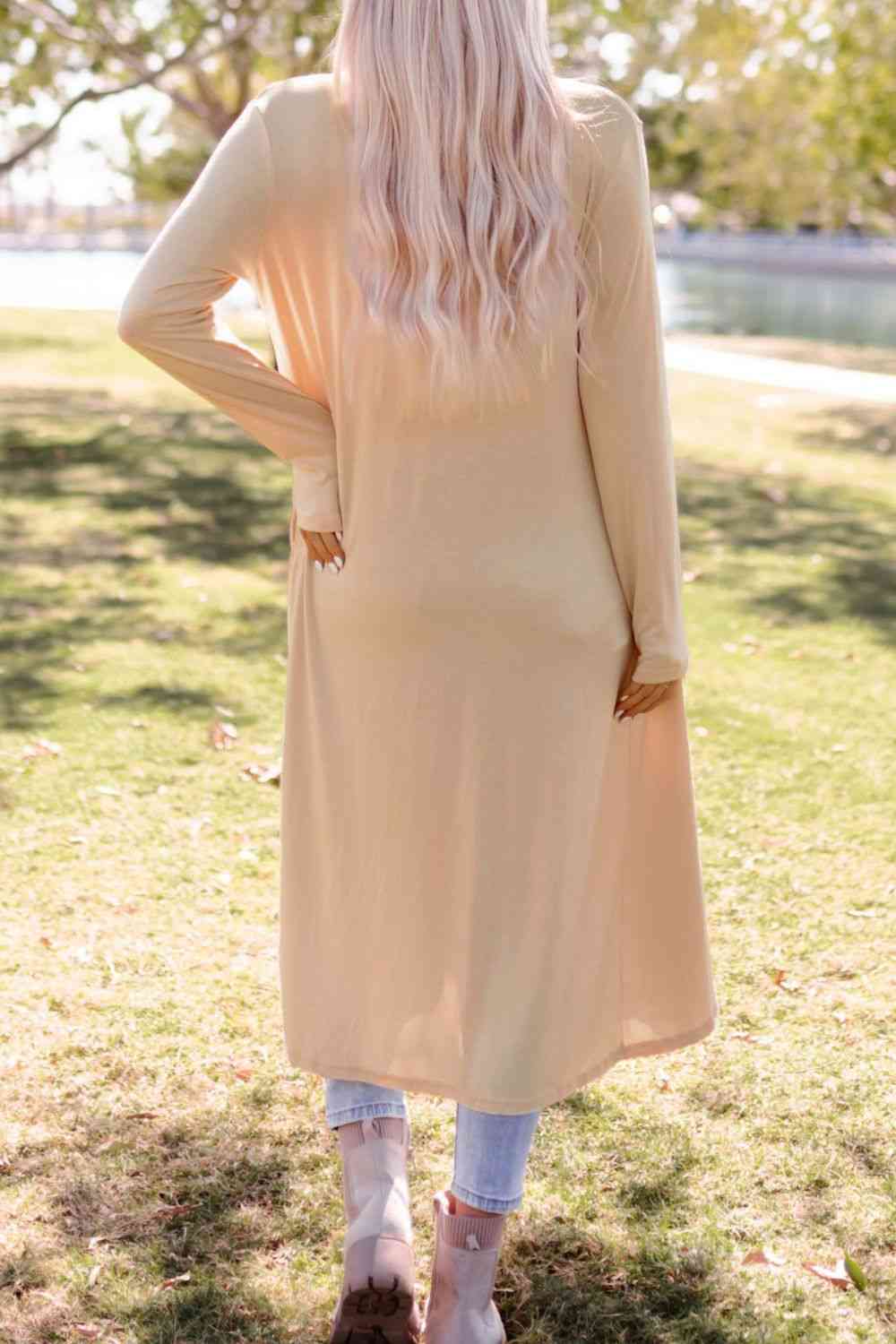 High-Low Open Front Cardigan with Pockets