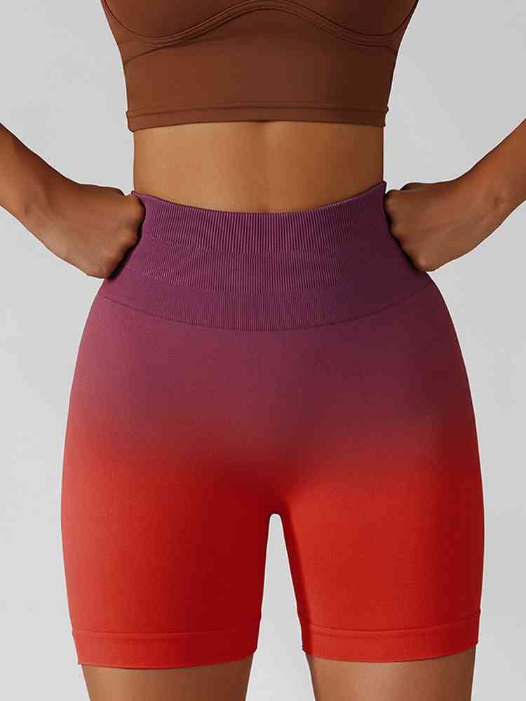 Gradient Wide Waistband Slim Fit Sports Shorts