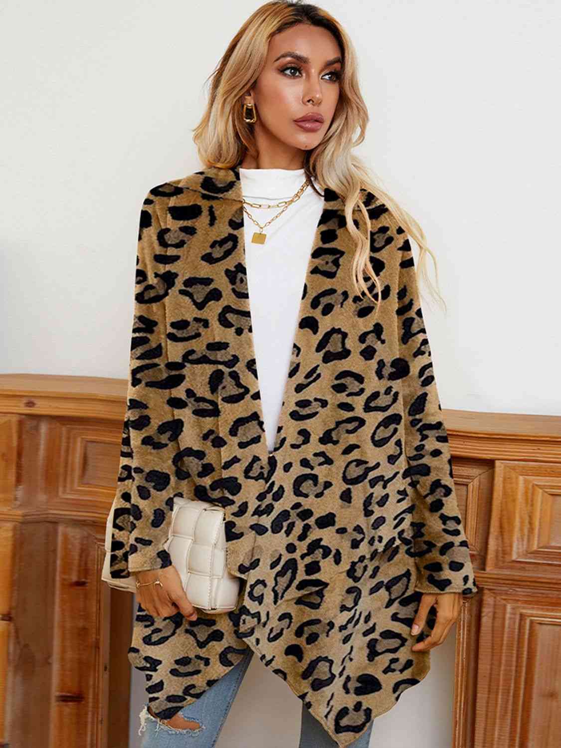 Leopard Long Sleeve Open Front Cardigan