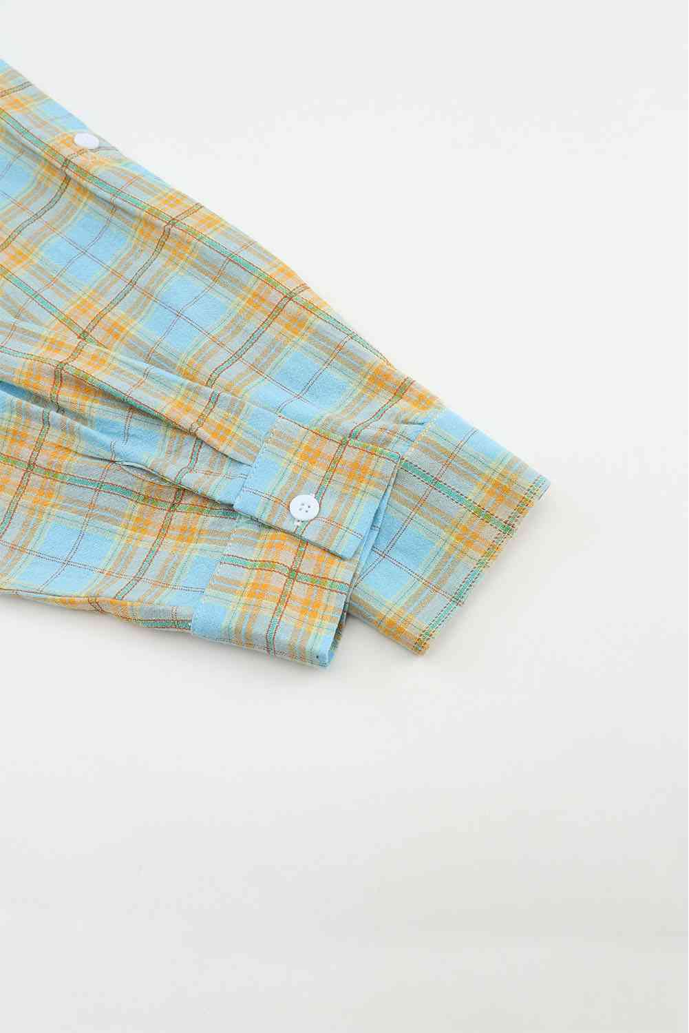 Open Front Buttoned Long Sleeve Shirt with Pocket