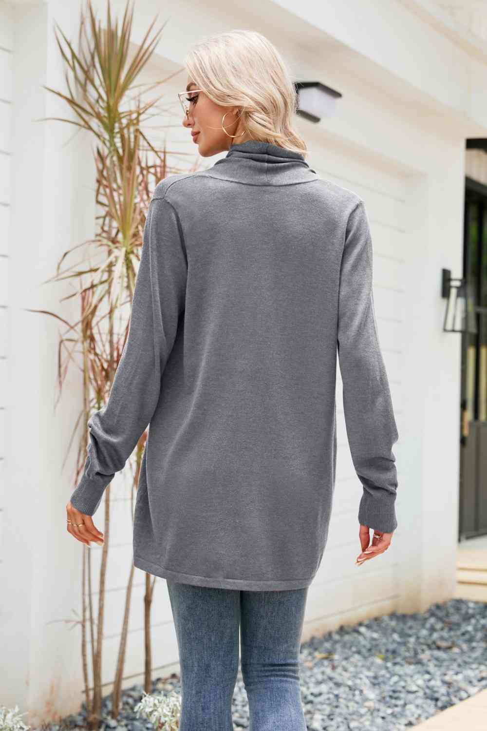 Open Front Long Sleeve Longline Cardigan