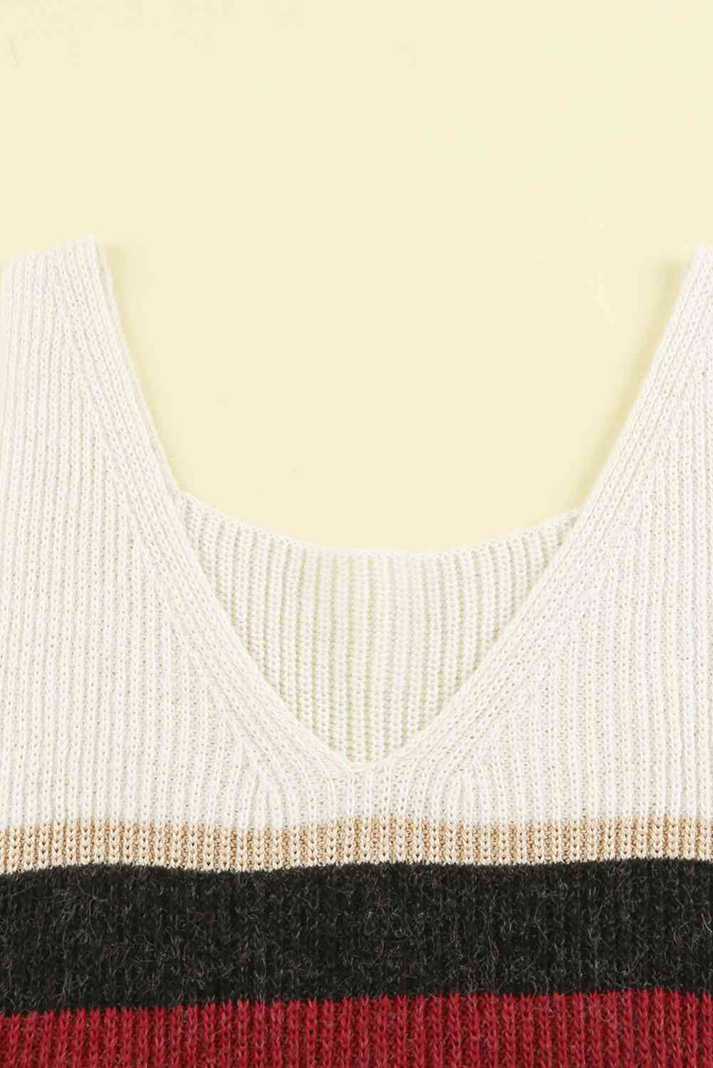 Color Block V-Neck Rib-Knit Tank