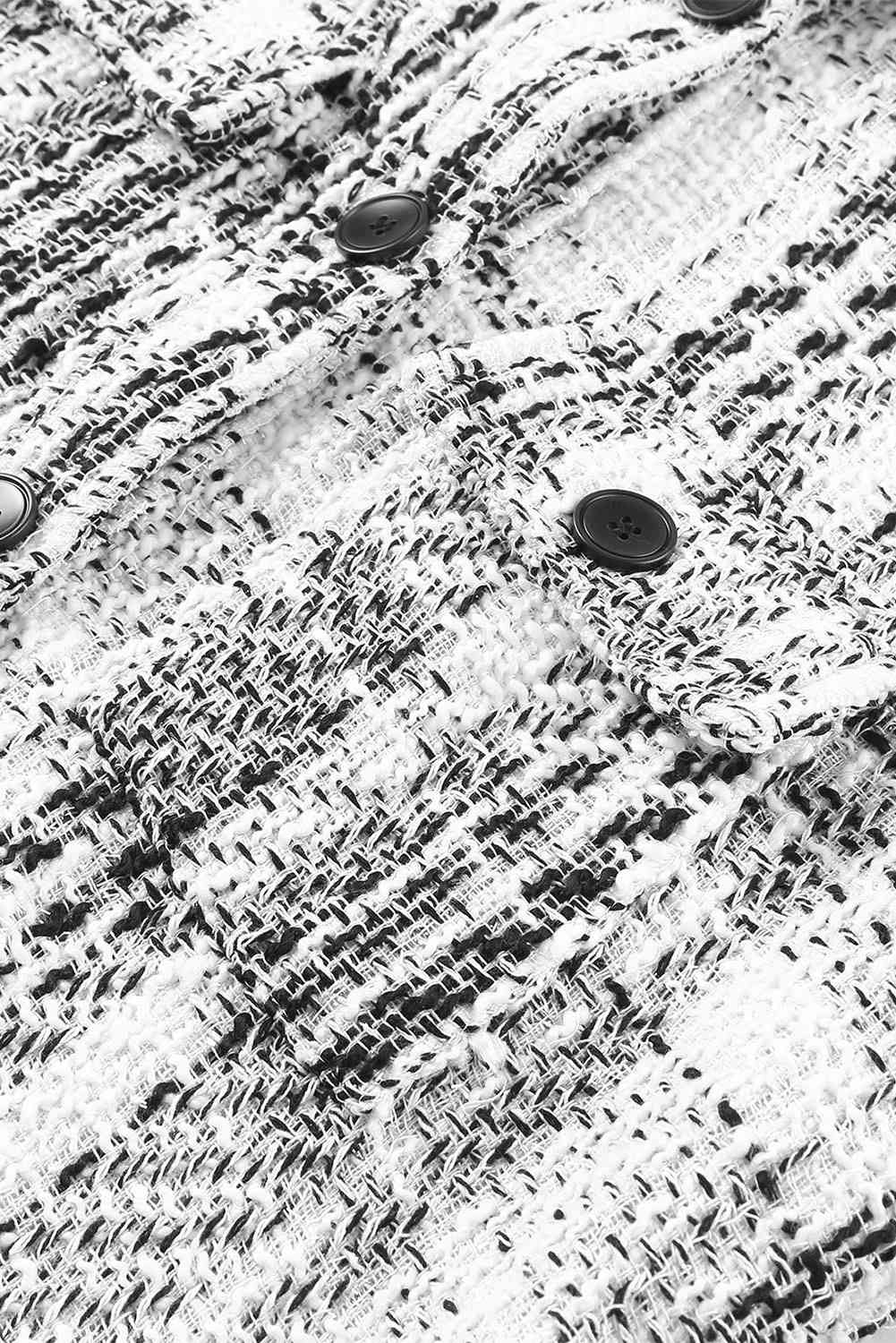 Double Take Plaid Pocketed Long Sleeve Shirt Jacket