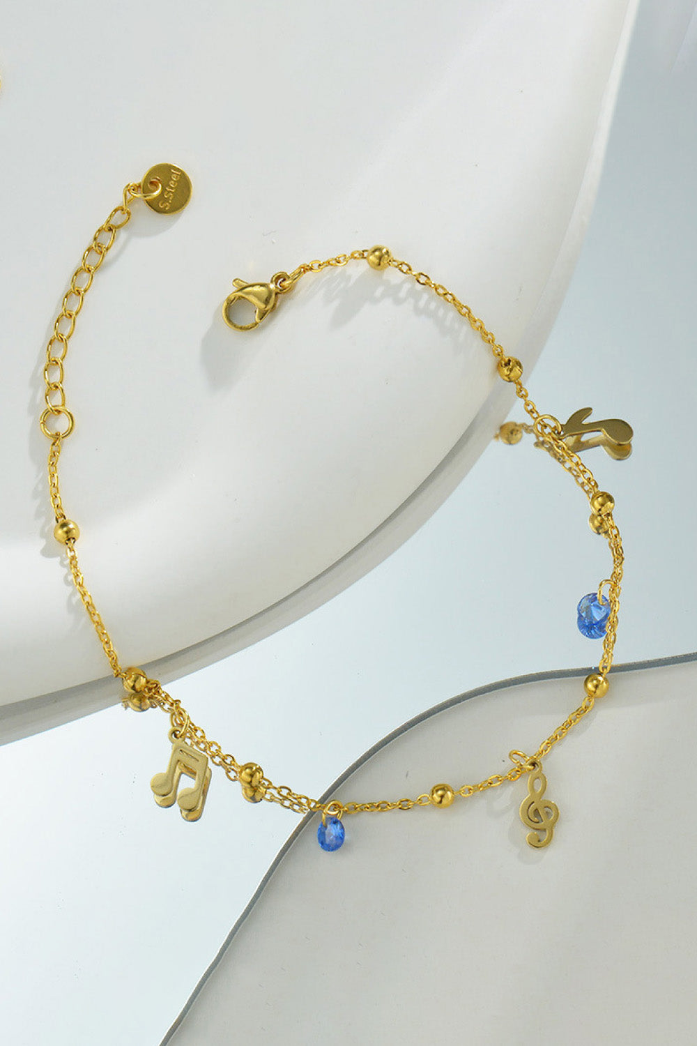 Musical Note Charm Stainless Steel Bracelet