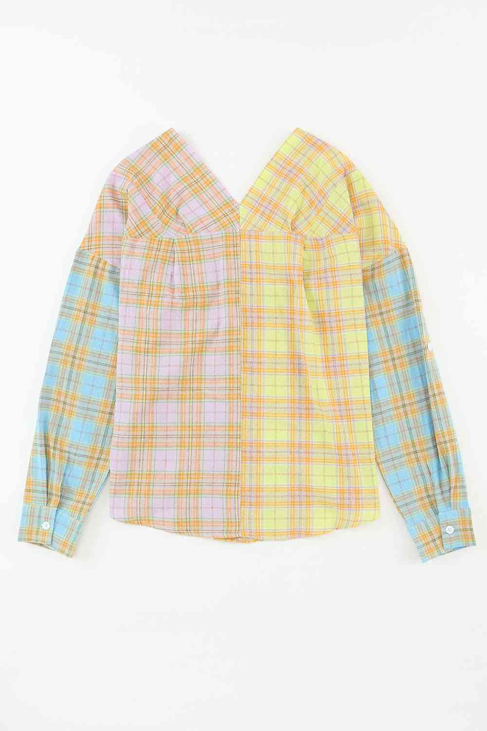 Open Front Buttoned Long Sleeve Shirt with Pocket